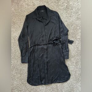 Quince Washable Stretch Silk Shirt Dress - Size Small